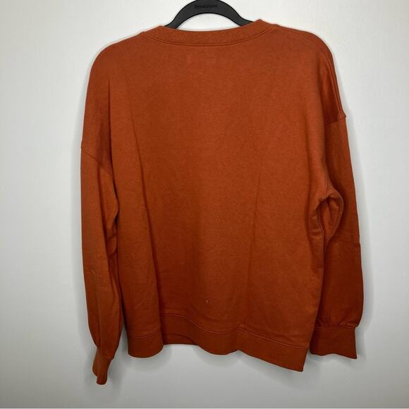 NWT MADEWELL Cotton Hemp Lace Up Sweatshirt Orange Rust Large - Picture 3 of 6